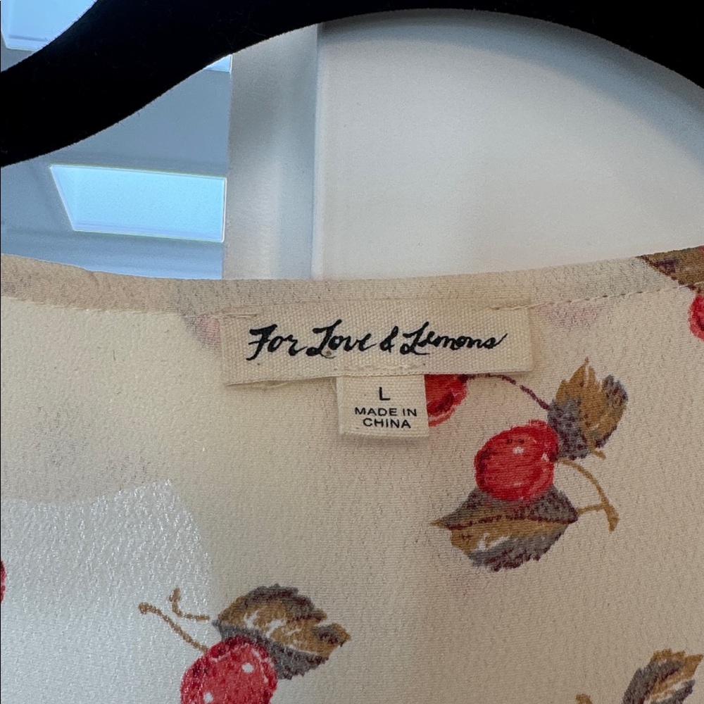 For Love And Lemons Cherry Print Mini Dress - Cream and Red - Picture 4 of 4